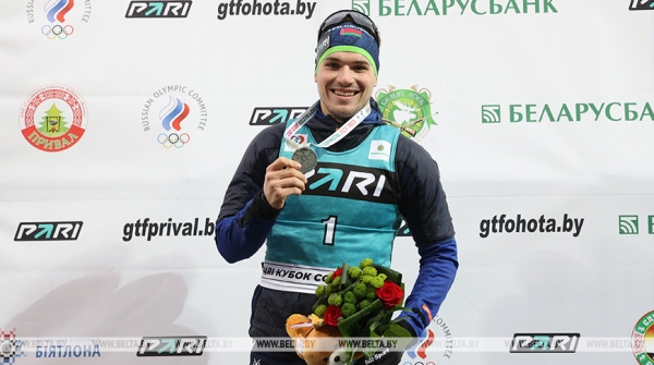 Белорусский биатлонист Дмитрий Лазовский стал вторым в гонке преследования на этапе Кубка Содружества в Раубичах